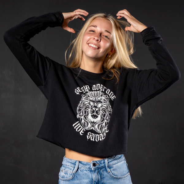 SCREW AVERAGE, LIVE SAVAGE (BLACK CROP-TOP)