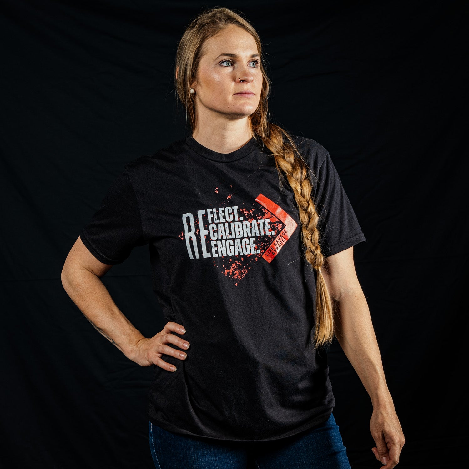 REFLECT, RECALIBRATE, RE-ENGAGE (BLACK T-SHIRT)