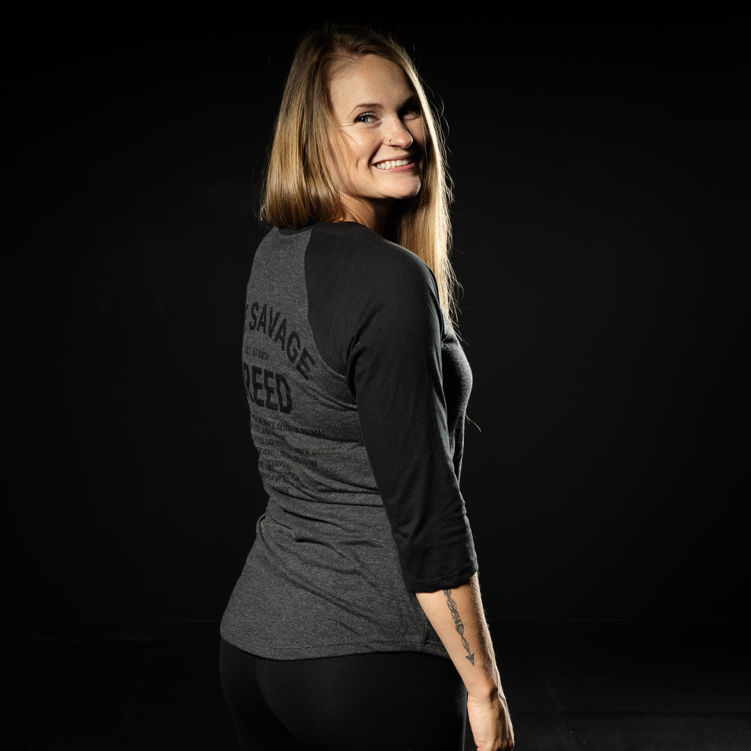 SAVAGE CREED (BLACK/CHARCOAL 3/4 SLEEVE RAGLAN)