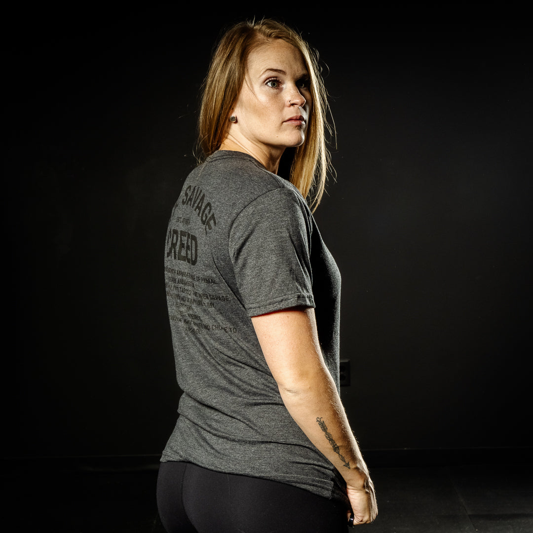 SAVAGE CREED (HEATHER CHARCOAL WITH BLACK INK T-SHIRT)