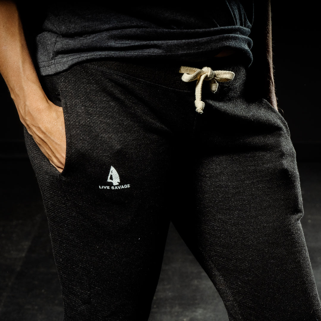 LADY SAVAGE FRENCH TERRY SWEATPANTS (CHARCOAL GREY) - Live Savage