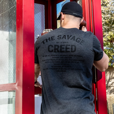 SAVAGE CREED (HEATHER CHARCOAL WITH BLACK INK T-SHIRT)