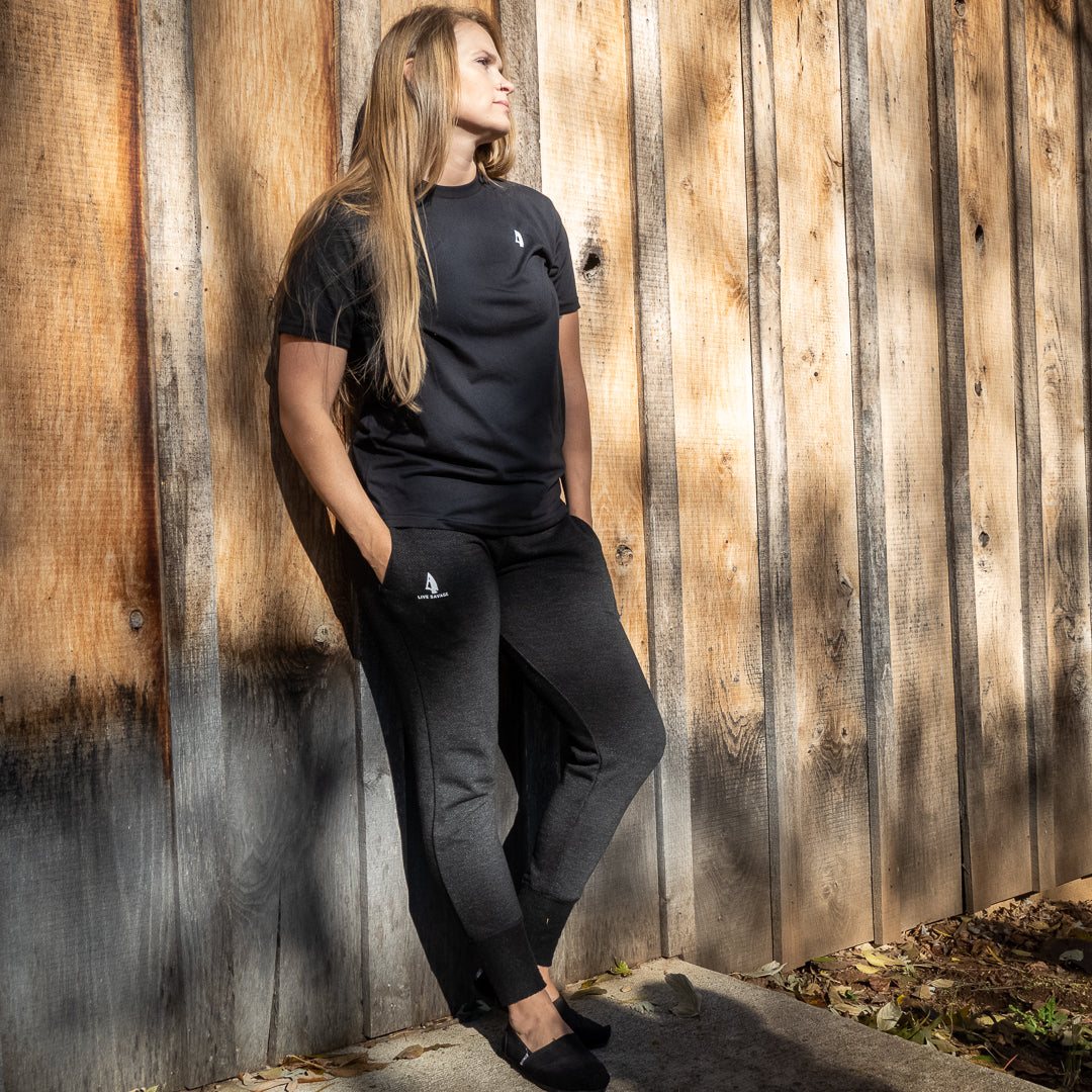 LADY SAVAGE FRENCH TERRY SWEATPANTS (CHARCOAL GREY) - Live Savage Apparel